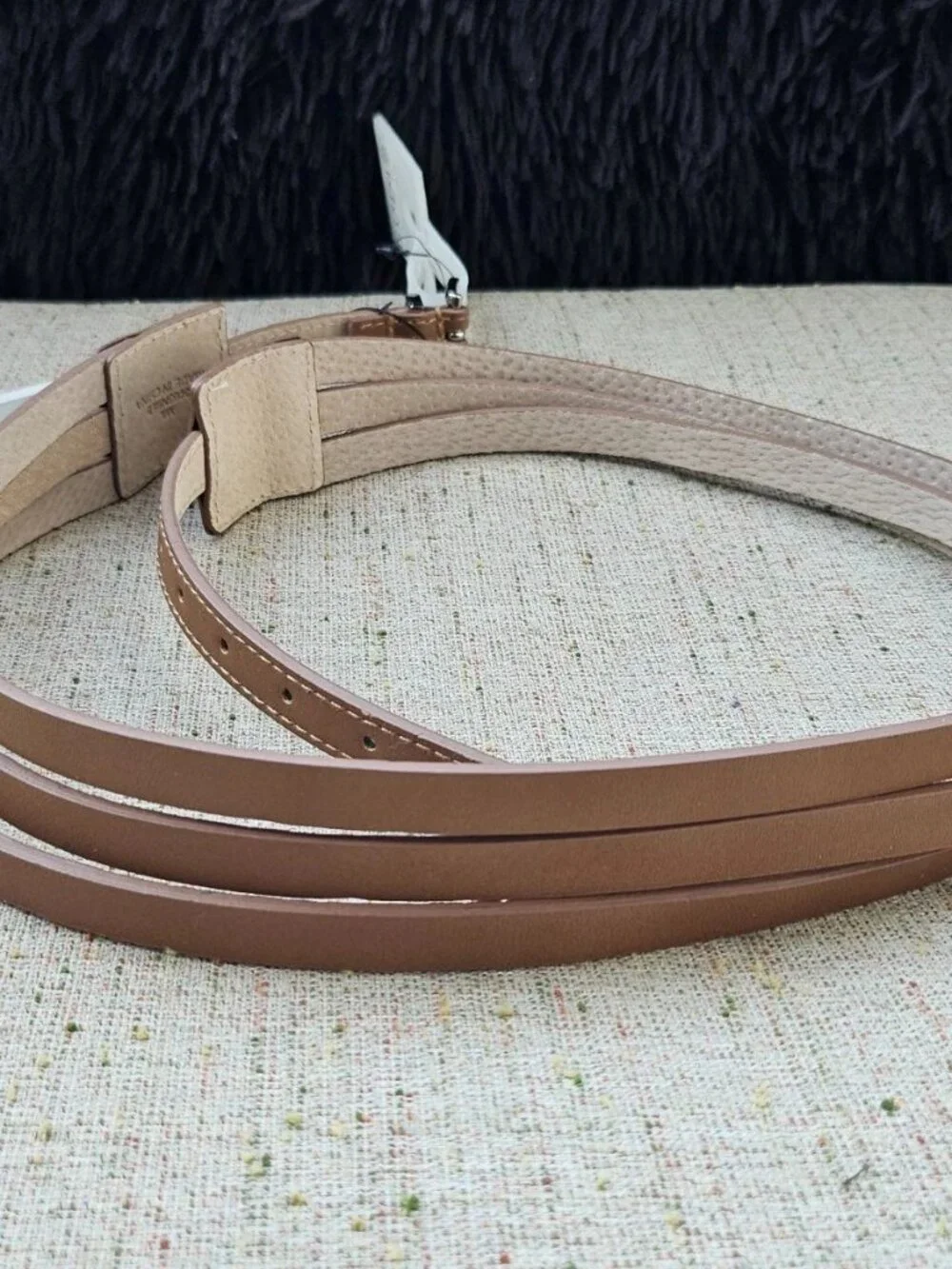 LODIS Belt Leather Brown 3 Strand Women Waistband Pin Buckle Size M/L NWT